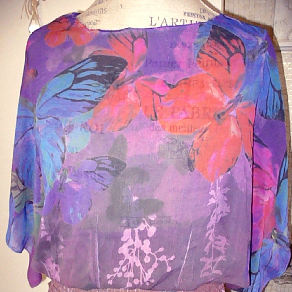 Sheer Floral Butterfly Top